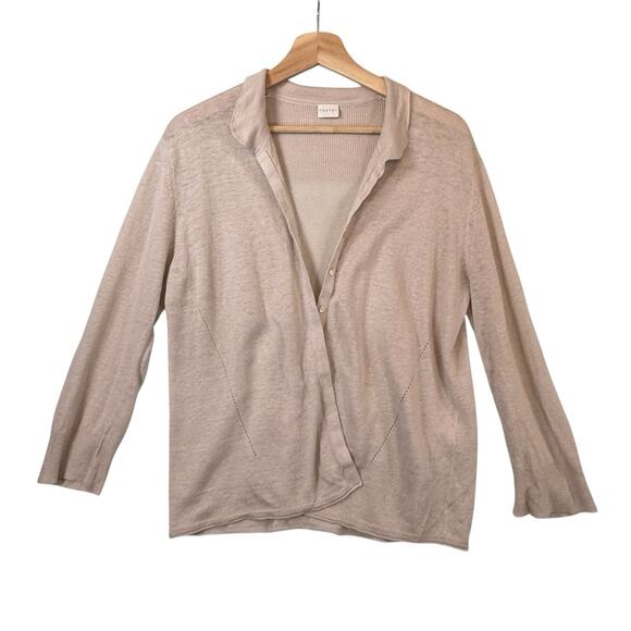 POETRY 100% Linen Button Front Cardigan Womens Top SIZE 12 Tan Neutral Classic - Picture 2 of 9